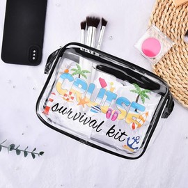 yaozeio Cruise Theme Makeup Bag Pouch for Women Girls Waterproof Summer Transparent Toiletry Bag for Wife Mom Christmas Birthday Gifts for Girlfriend Clear Beach Travel Organizer Cruise Gift