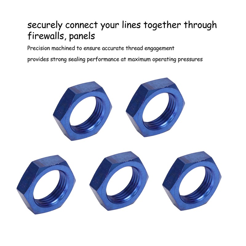 5 Pcs AN8 Female Thread Hex Locking Nut Metal Alloy