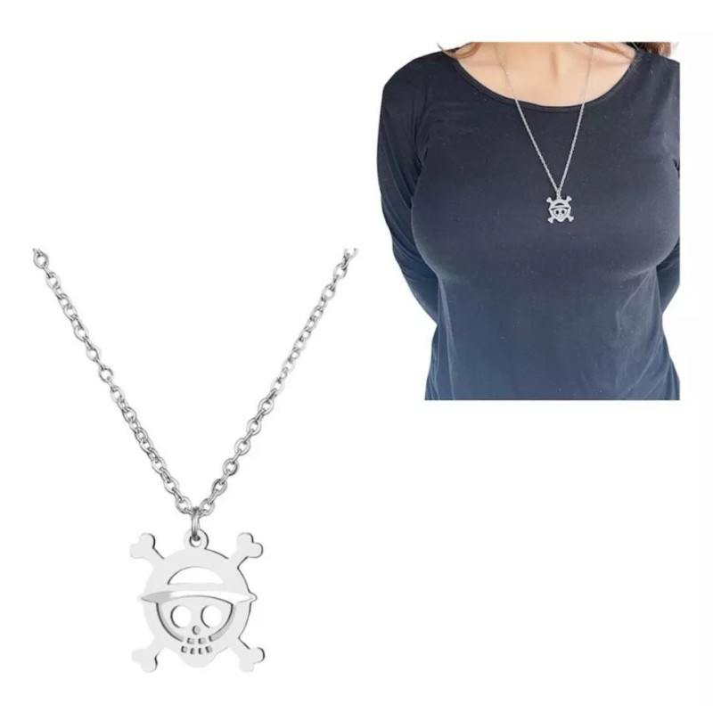 ARTIMATIC Collar One Piece + Pulsera Acero Inoxidable Luffy Anime