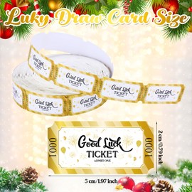 Pasimy 1000 Pcs Tickets Roll Single Carnival Raffle Tickets White Golden Numbered Card Fundraiser Events Door Prizes Drinks Entry Class Reward Events for Graduation Party Supplies