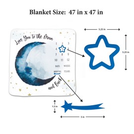 Lillian Rose to The Moon and Back Baby Milestone Blanket, Dark Blue