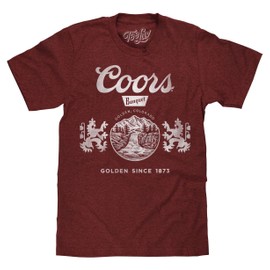 Tee Luv Men's Coors Beer T-Shirt - Coors Banquet Golden Colorado Lion Logo Shirt, Brick Heather, XL