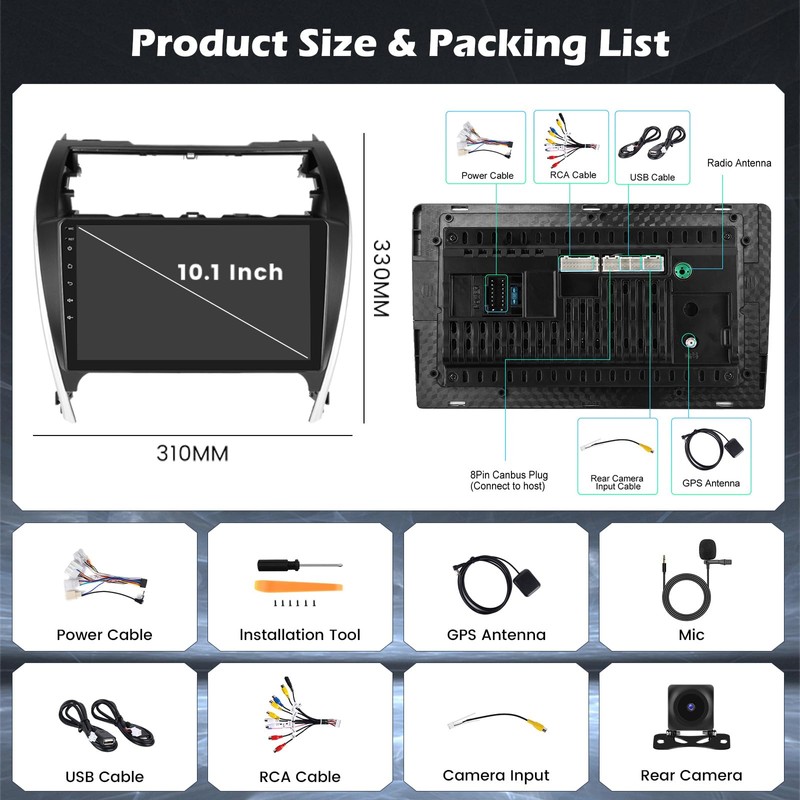 [4+64G] Hikity Android 15 Car Stereo for Toyota Camry 2012