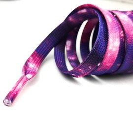 Boethesi 1 Pair shoelace for Sneakers,Starry Sky Tie Dye Multi Color Double Layer Flat Polyester Printed Shoe Lace (39 inches, Purple)