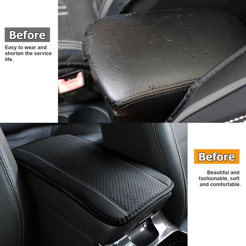 KHGUZ Car Armrest Seat Box Cover, Comfortable Leather Automotive Center