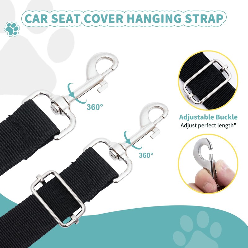 HUOHUOCN 2Pcs Straps of Dog Car Seat Cover with Metal