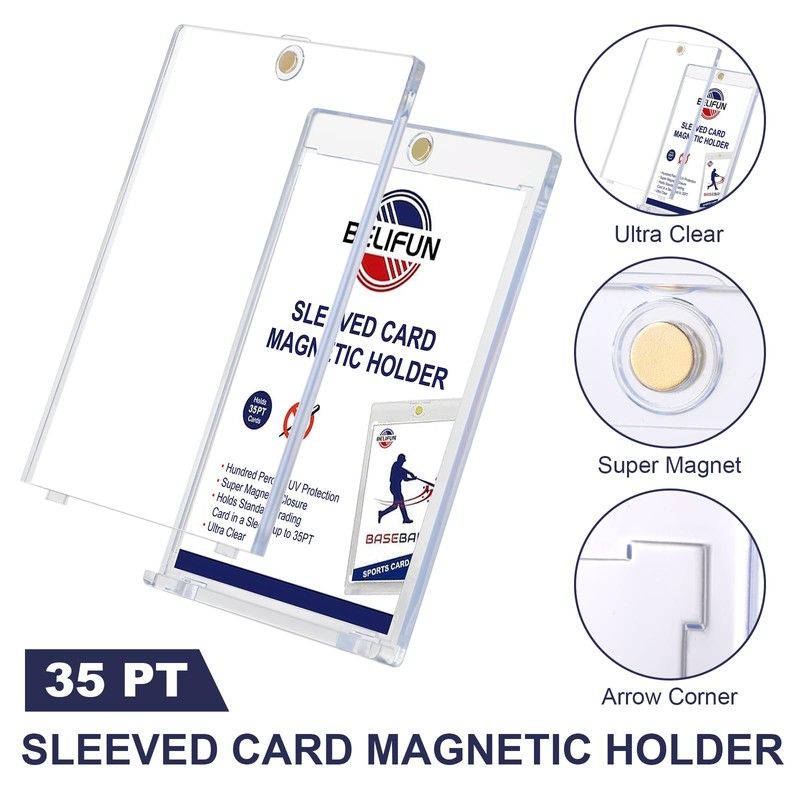 20-Pack One Touch Sleeved-Card Magnetic-Holders - 35PT Trading Card Holders,