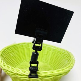 25 Double Rotating Writing Boards, Label Holders with Total Height 92mm, Clear or Black Price Tags, Sales Signs or Photo Holders (Black)