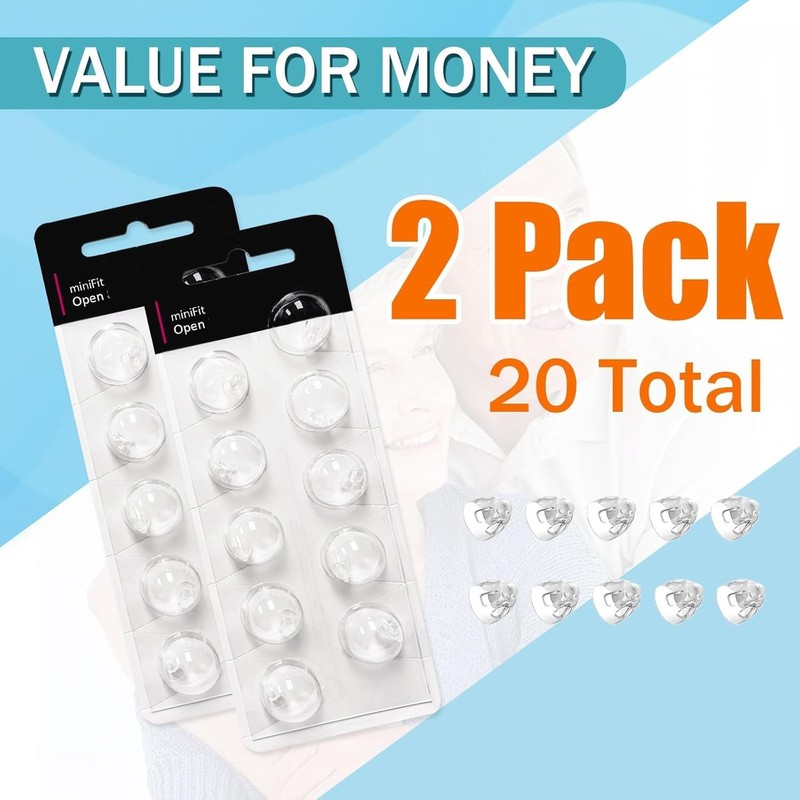 Open Domes 8mm Double Vent Hearing Aid for Oticon Replacements,