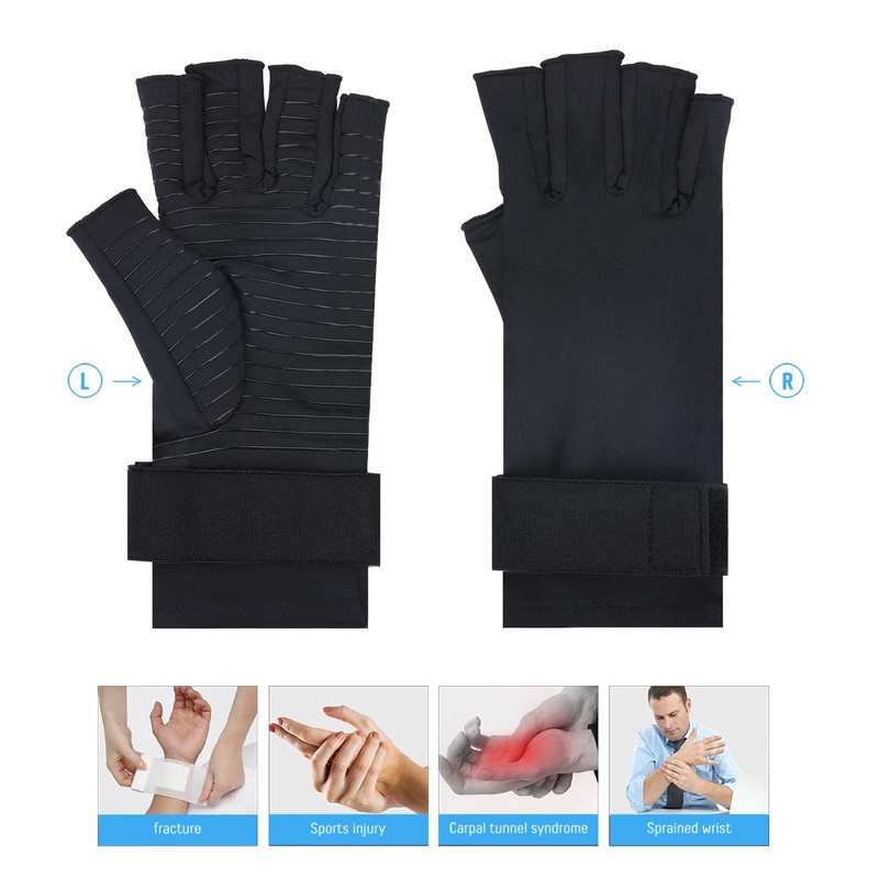 Tikaton Arthritis Compression Gloves with Adjustable Wrist Strap for Women