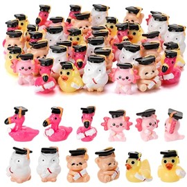 40 Pack Graduation Ducks Toy Figures, Novelty Graduation Cap Duck, Tiny Ducks to Hide, Graduation Party Favor Gift Decoration (5 Styles)