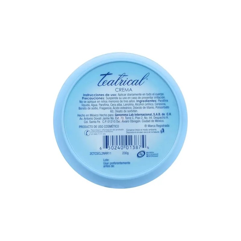 Crema Facial Con Lanolina Tarro Con 230g Teatrical