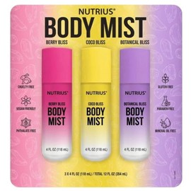 Body Mist (Berry Bliss, Coco Bliss, Botanical Bliss) 3 x 4 FL OZ (118 ml) paraben-free, cruelty-free, and suitable for all skin types