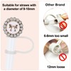 JarThenaAMCS 4Pcs Shiny Bow Straw Covers White Rhinestone Reusable Straw