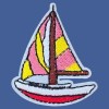 RED SAILBOAT MARINE SEA SHIP OCEAN ADVENTURE IRON ON PATCH