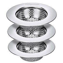 3-Pack Stainless Steel Kitchen Sink Strainer – 2026 Deep Basket Drain Filter, Rust-Proof Food Catcher, Smooth Edge, Fits 3.5" for Kitchen, Utility Sinks, Basins. Anti-Clog, Dishwasher Safe (4.5" OD)