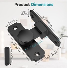 StickNGo Heavy Duty 90 Degree Barn Door Lock, 304 Stainless Steel Security Sliding Door Latch for Barn, Garden, Bathroom, Fence, Shed - Anti-Rust and Robust (Plum-Form Black-1 Pc)