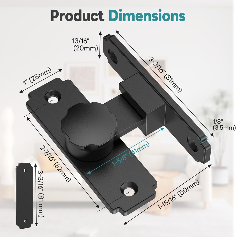 StickNGo Heavy Duty 90 Degree Barn Door Lock, 304 Stainless