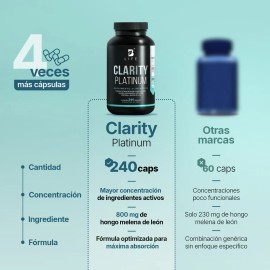 Clarity Platinum con 240 Cpsulas Frmula Nootrpica para Enfoque, Impulso Mental y Bienestar Cognitivo B Life