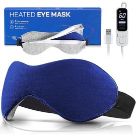 Heated Eye Mask, Warm Eye Compress Mask for Dry Eyes, USB Electric Eye Heating Pad with Temperature & Timer Control, Dry Eye Mask for Dry Eyes, Blepharitis, Sinus Migraine (Indigo)