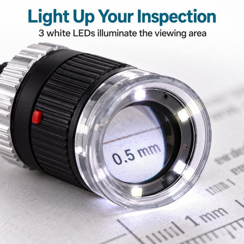 30X Pocket Magnifier – LED & UV Loupe with Adjustable