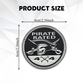 HQRNYP Squatch 4 x 4 Metal Automotive Badge, Car Badges, Wild Man Pattern Rated Car Emblem, Auto Accessories 3D Round Emblem Decal Sticker Fit for Jeep Wrangler Vehicles Trucks SUVs (Pirate Rated)