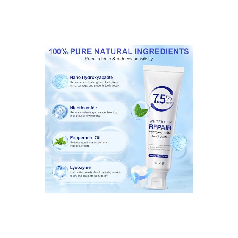 Hydroxyapatite Toothpastes for Enamel Protection and Tooth Strengthening, Fluoride-Free Toothpastes