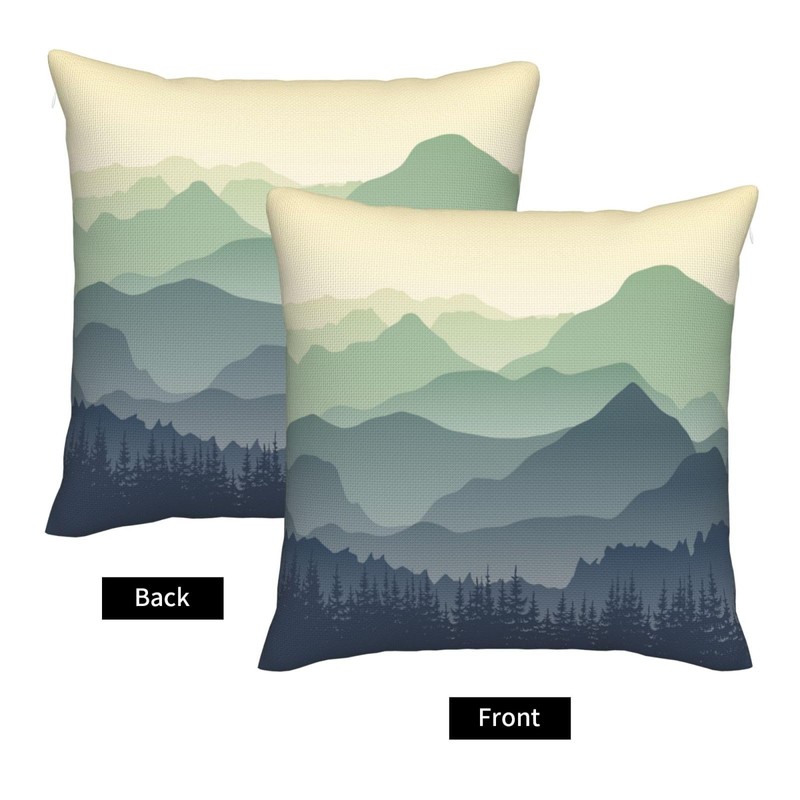 BEITUOLA Green Mountains Throw Pillow Covers 18x18 Set of 2
