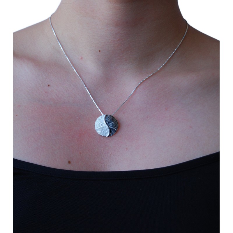 Two Tone 'Corbula' Silver Necklace 'Tao', Metal, No Gemstone