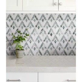 Rubymont S58 Green/White Diamond Marble Mosaic Tile Kitchen Bathroom Polished