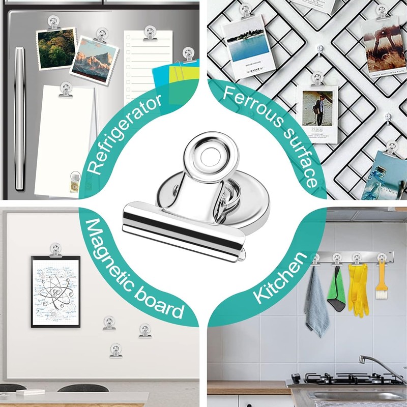 BEANPRECOY 25 Pcs Magnetic Clips, Magnetic Hooks Clips, Strong Refrigerator