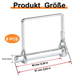 Perno di sicurezza 6 pezzi, coppiglie quadrate rettangolari, 6x60 mm Perno di accoppiamento, bullone di sicurezza, coppiglie per tubi con chiusura a scatto, per rimorchi agricoli, fattorie, giardini