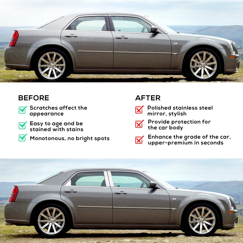 BASIKER Car Door Chrome Pillar Covers Trim Fit for 2005-2010