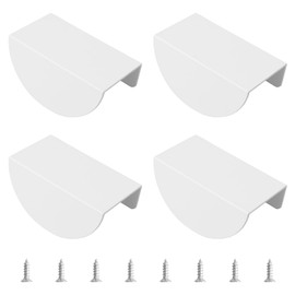MOROBOR Finger Edge Handles, 4 Pieces Crescent Shape Cabinet Handles, Aluminum Alloy Wardrobe Drawer Handles with Fixing Screws for Cupboard, Cupboard, Wardrobe, Drawer, White