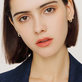 3 Pairs of Hoop Earrings Silver Earrings for Women, Small Earrings Set with Zirconia, 925 Silver Gold-Plated Hoop Earrings, Hypoallergenic, Small Sleeping Hoop Earrings Silver/Gold, 8 mm/10 mm/12 mm,