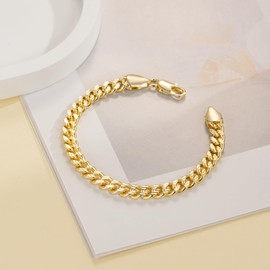 ERIN MARIE 14K Gold Bracelet Cuban Link Chain Bracelets for Women Men Sturdy Stack Women’s Men’s Bracelets With Gifts Box 6.5'' 7'' 7.5'' 8'' 9''