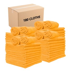 Arkwright Microfiber Cleaning Cloths - (Case of 180) Large Lint & Streak-Free Drying Wash Towels, 300 GSM Super Absorbent & Quick Dry, Perfect Cleaner for Car, Glass, and Window, 16 x 16 in, Orange