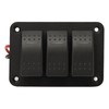 3 Gang Rocker Switch Panel IP65 Waterproof DC12‑24V Blue Light