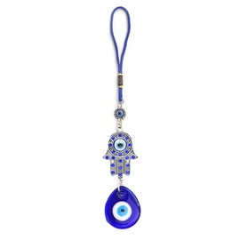 Dinaauto Fatima Hamsa Glass keychain Drop Shape Devil's Eye Pendant Charms Lucky Keyrings Car Ornament