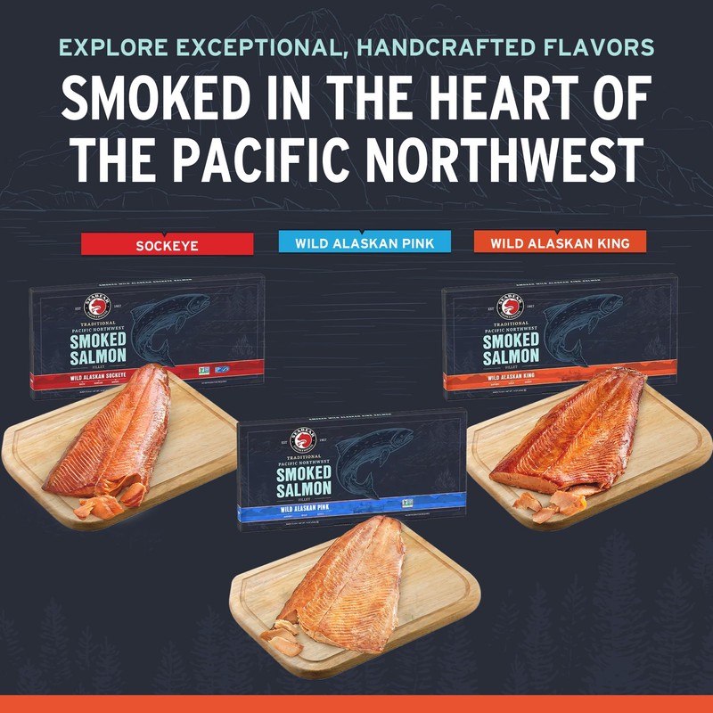 SeaBear Smoked Wild King Salmon 1 Pound Fillet Gift Box