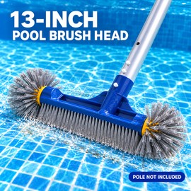2 Pack 13 Inch Pool Cleaning Brush Heads with Rounded Corner Bristles, Nylon Scrub Brushes for Pool Walls, Steps and Spas
