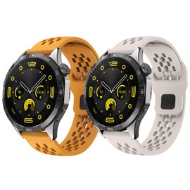 LYSMVIVI Soft Silicone Watch Bands 22mm 20mm 19mm 18mm, Breathable Sweatproof Sport Watch Straps with Quick Release for Women & Men (2 Packs)