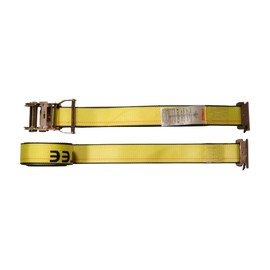 Mytee Products 2'' x 12' E Track Ratchet Straps with Spring E-Fittings, 4000 lbs - Yellow Heavy Duty Etrack Ratchet Tie Down Strap for Enclosed Trailers, Trucks & Vans