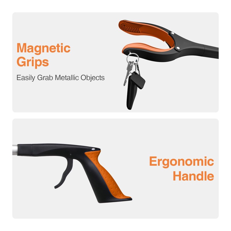 2-Pack Extra Long Grabber Reacher, 32" Foldable Trash Picker Grabber