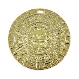 Beverly Oaks Polished Gold Metal Replica Ancient Aztec Mayan Inca Calendar Coins Medallions - 1.75" - Exclusive Certificate of Authenticity (12-Pack)