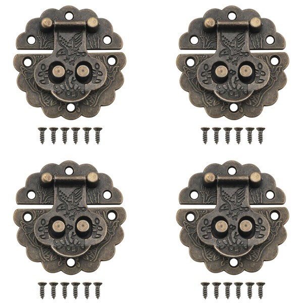 ZZLZX 4PCS Antique Metal Hasp Latch 24 Screws Gift Box