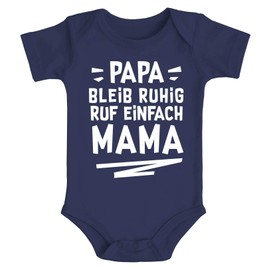 MoonWorks® Baby Bodysuit with German Text Funny Papa bleib ruhig ruf einfach Mama/Oma Organic Cotton Boys & Girls, Mama Navy