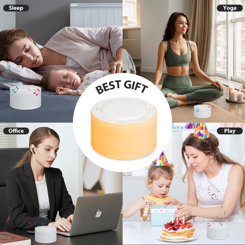 Alaoo White Noise Machine, Tragbare Baby-Einschlafhilfe, Einschlafhilfe mit 14 Geräuschen,