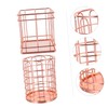 Baluue 2pcs Rose Gold Metal Makeup Brush Holders Elegant Wrought