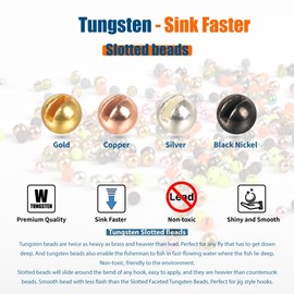 MUUNN 200pcs/lot Fly Tying Tungsten Beads,Slotted Tungsten Nymph Head Ball for Fly Tying Materials 2.8mm,Combination 4 Colors